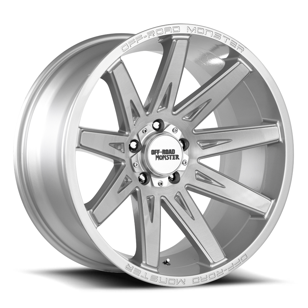 Off Road Monster Wheels M25 BFS Brushed Face Silver | 20x10 -19mm | 6x135 | 2004–2026 Ford F-150 & Expedition