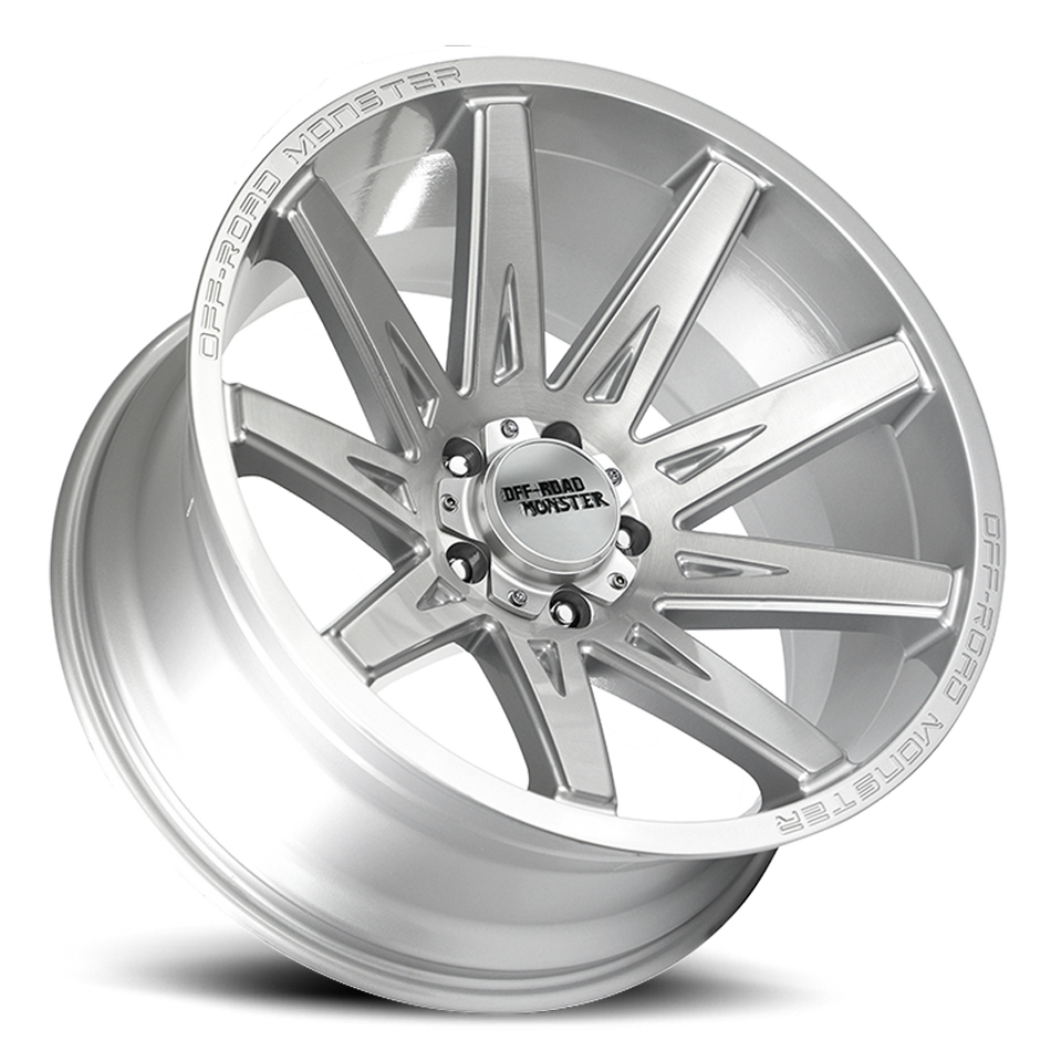 Off Road Monster Wheels M25 BFS Brushed Face Silver | 20x10 -19mm | 6x135 | 2004–2026 Ford F-150 & Expedition