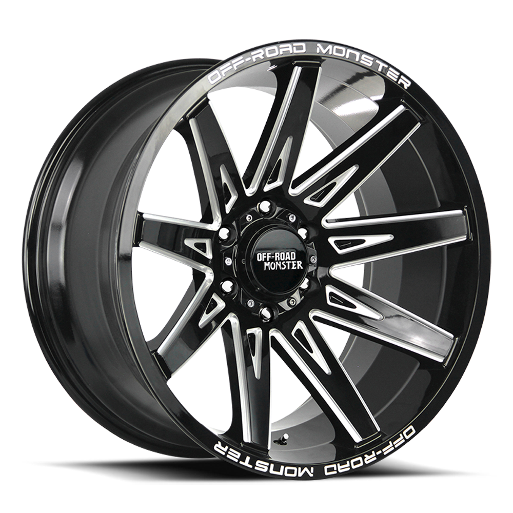 Off Road Monster Wheels M25 GBML Gloss Black | 22x12 -44mm | 5x127 | Jeep Wrangler & Gladiator