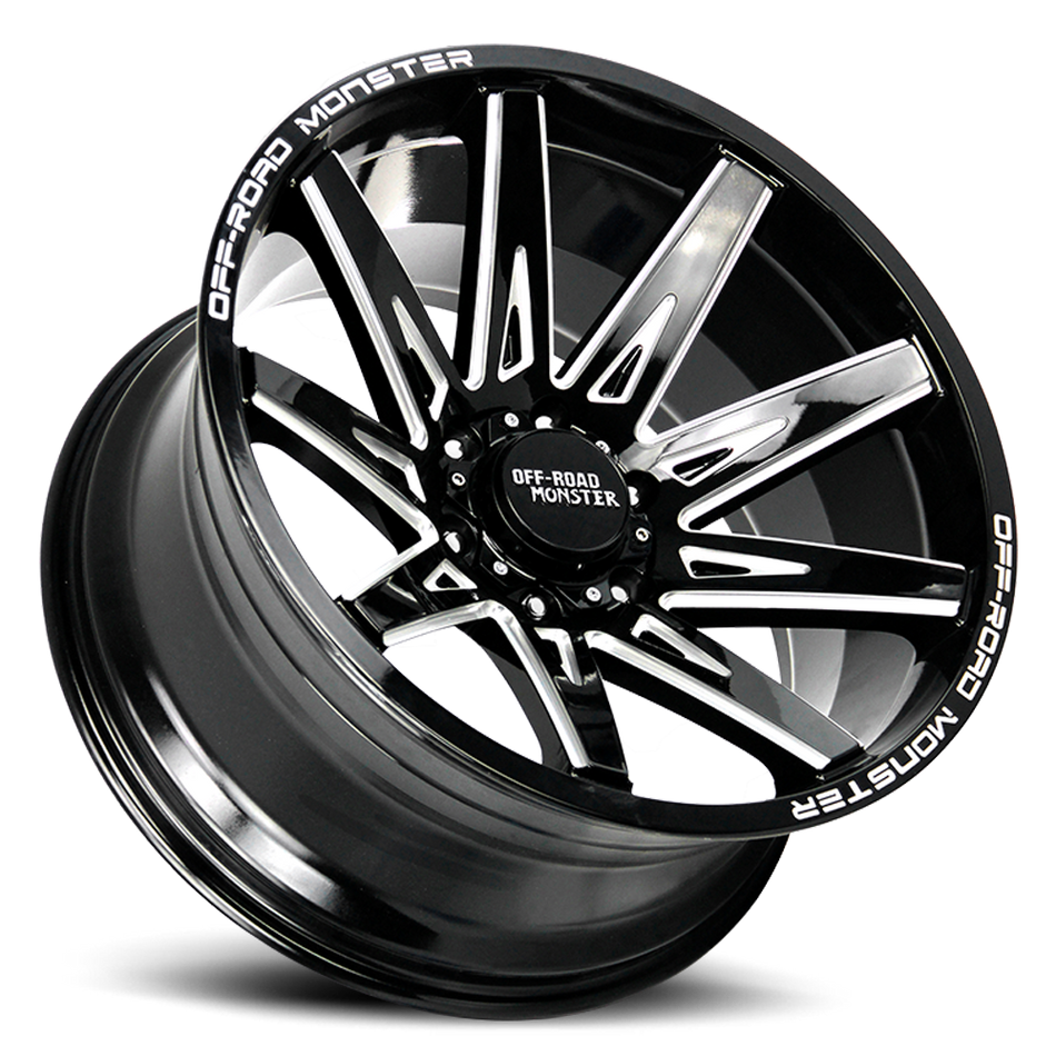 Off Road Monster Wheels M25 GBML Gloss Black | 22x12 -44mm | 5x127 | Jeep Wrangler & Gladiator
