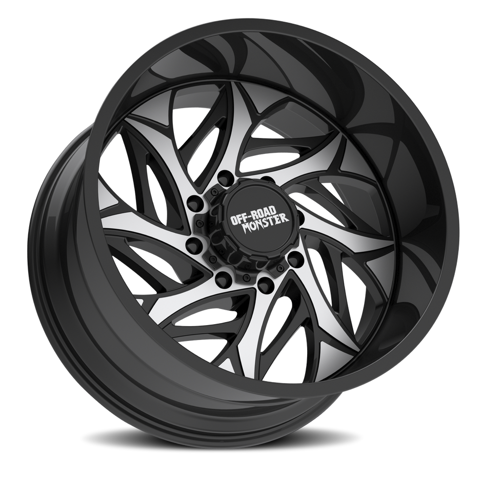 Off Road Monster M28 GBML | Gloss Black Milled Spoke Accents | 20x10 | -19mm | 5x127 & 5x139.7