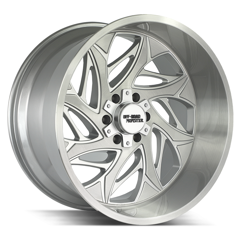 Off Road Monster Wheels M28 BFS Brushed Face Silver | 20x10 -19mm | 5x139.7/5x150 | Truck/SUV Wheel