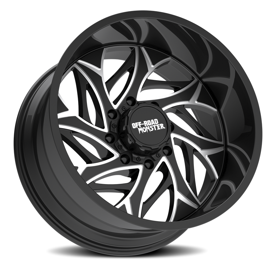 Off Road Monster Wheels M28 GBML Gloss Black | 22x12 -44mm | 8x165.1 | HD Truck Wheel