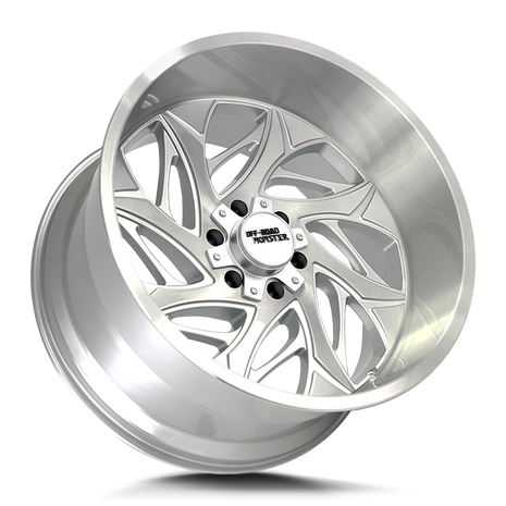Off Road Monster Wheels M28 BFS Brushed Face Silver | 24x14 -76mm | 5x139.7/5x150 | Truck/SUV Wheel