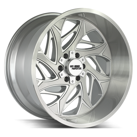 Off Road Monster Wheels M28 BFS 24x14 -76mm 6x135/6x139.7 Brushed Face Silver Truck/SUV Wheel