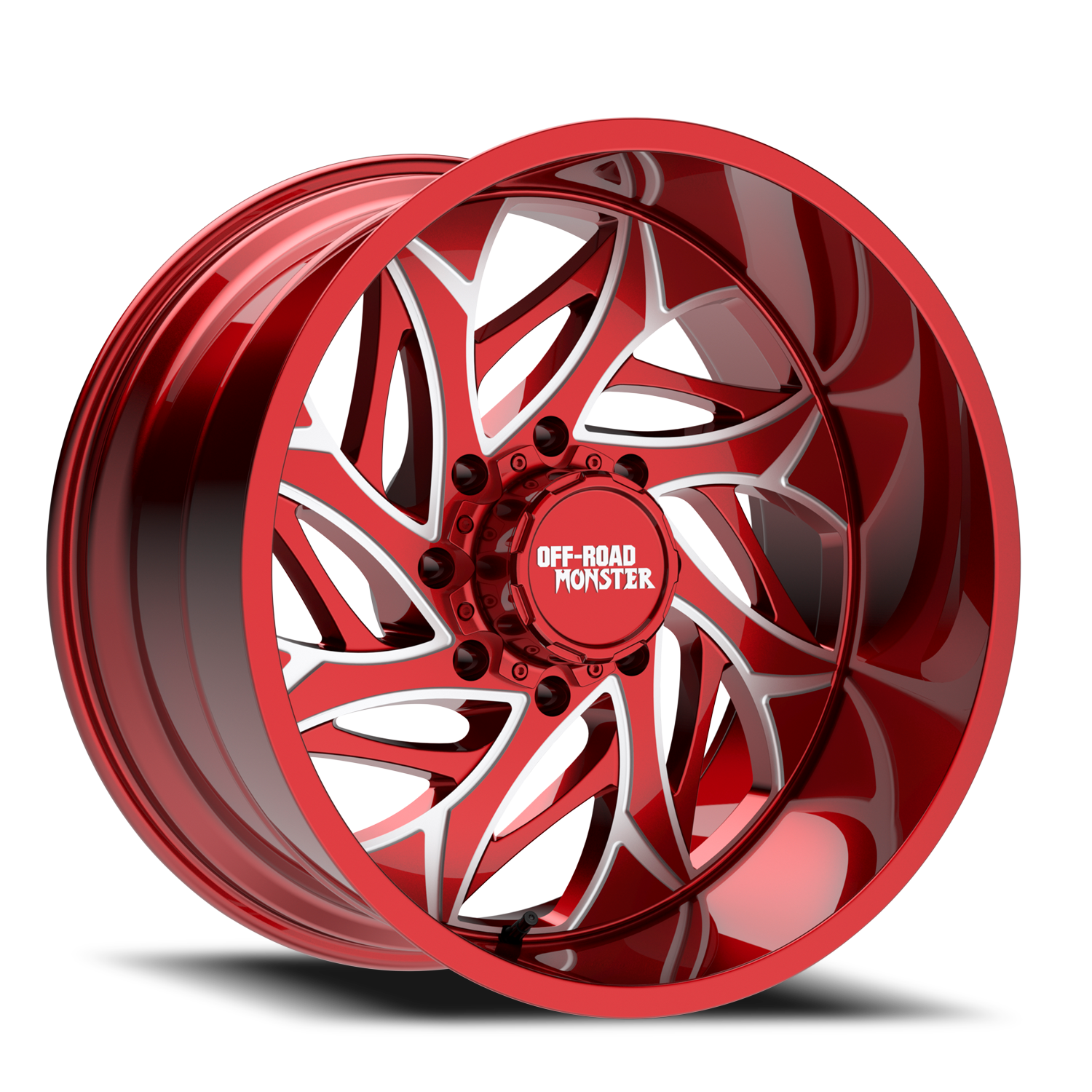 Off Road Monster Wheels M28 RML Candy Red | 24x14 -76mm | 8x180 | 2011–2026 Silverado/Sierra 2500HD/3500HD