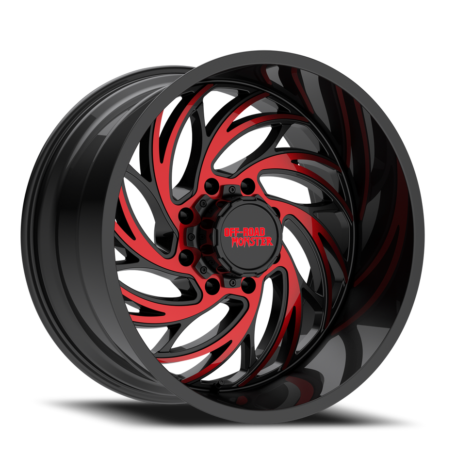Off Road Monster Wheels M29 GBMLR Gloss Black/Candy Red | 22x12 -44mm | 8x170 | 1999–2026 Ford F-250/F-350 Super Duty