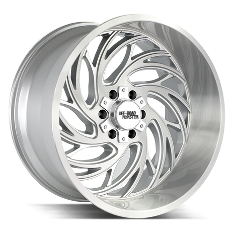 Off Road Monster Wheels M29 BFS Brushed Face Silver | 22x12 -44mm | 8x180 | 2011–2026 Silverado/Sierra 2500HD/3500HD