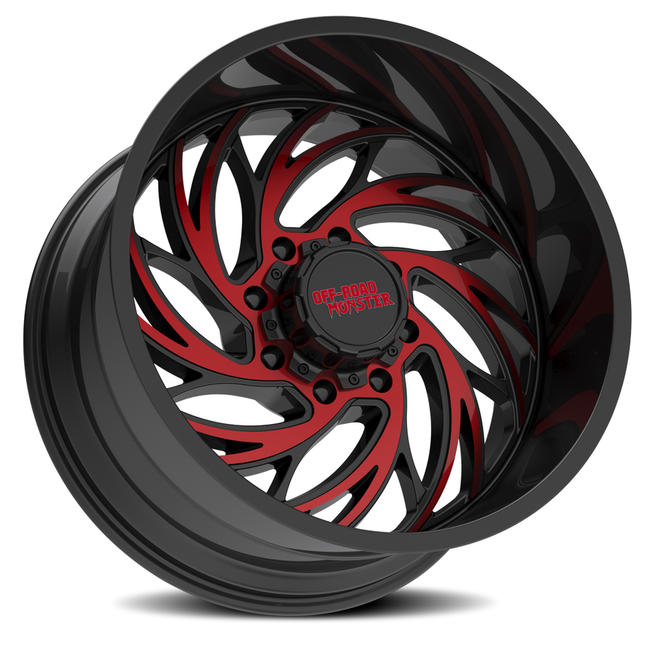 Off Road Monster Wheels M29 GBMLR Gloss Black/Candy Red | 24x14 -76mm | 8x165.1 | HD Truck Wheel