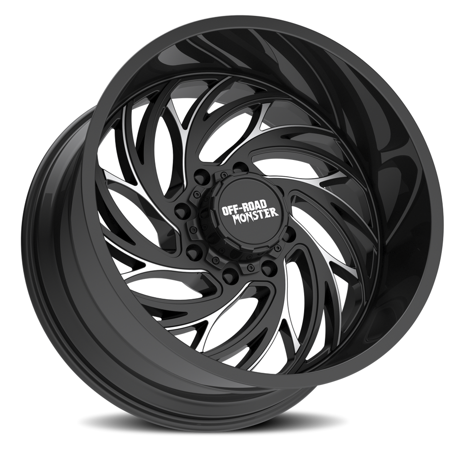 Off Road Monster Wheels M29 GBML Gloss Black | 24x14 -76mm | 8x180 | 2011–2026 Silverado/Sierra 2500HD/3500HD
