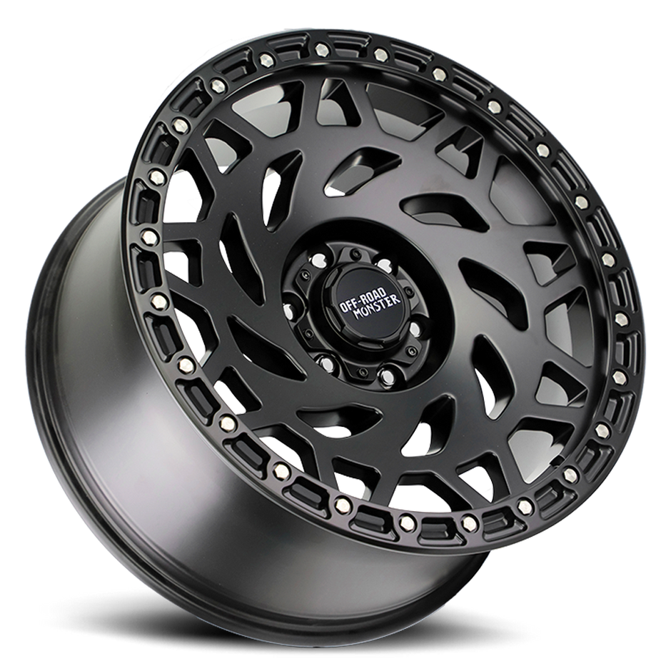 Off Road Monster Wheels M50 GBBR Gloss Black/Black Ring | 20x9.5 -12mm | 8x180 | 2011–2026 Silverado/Sierra 2500HD/3500HD