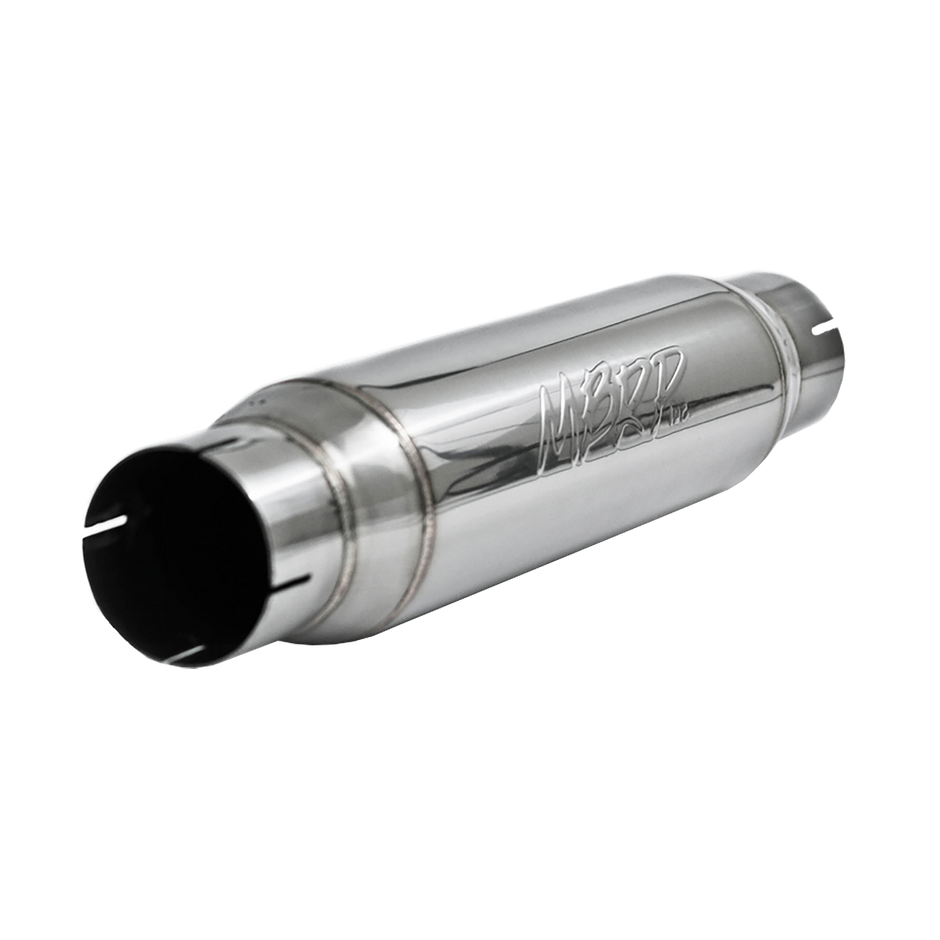 MBRP Resonator Armor Pro Universal Fit T304 Stainless Steel 3-Inch Exhaust Resonator 3 Inch Inlet/Outlet16 Inch Body 20 Inch Overall T304 Stainless Steel