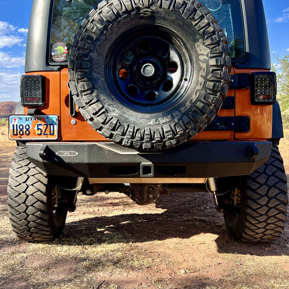 Rock Slide Engineering Stubby Rear Bumper Rigid Series 3/16-Inch Steel 2007-2018 Jeep Wrangler JK