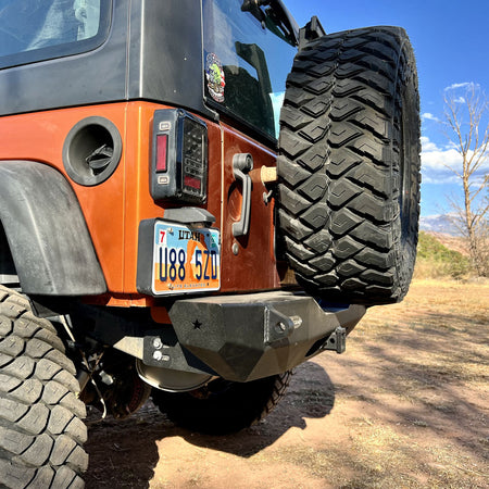 Rock Slide Engineering Stubby Rear Bumper Rigid Series 3/16-Inch Steel 2007-2018 Jeep Wrangler JK