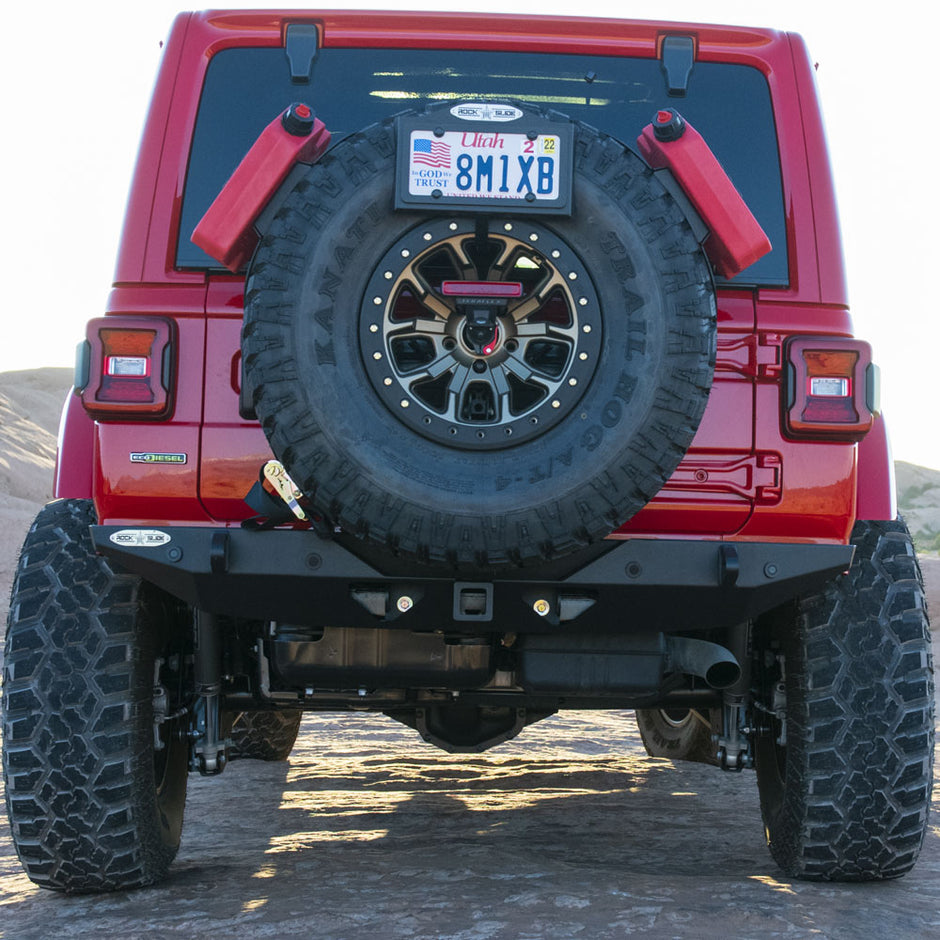 Rock Slide Engineering Stubby Rear Bumper Rigid Series 3/16-Inch Steel 2018-2026 Jeep Wrangler JL