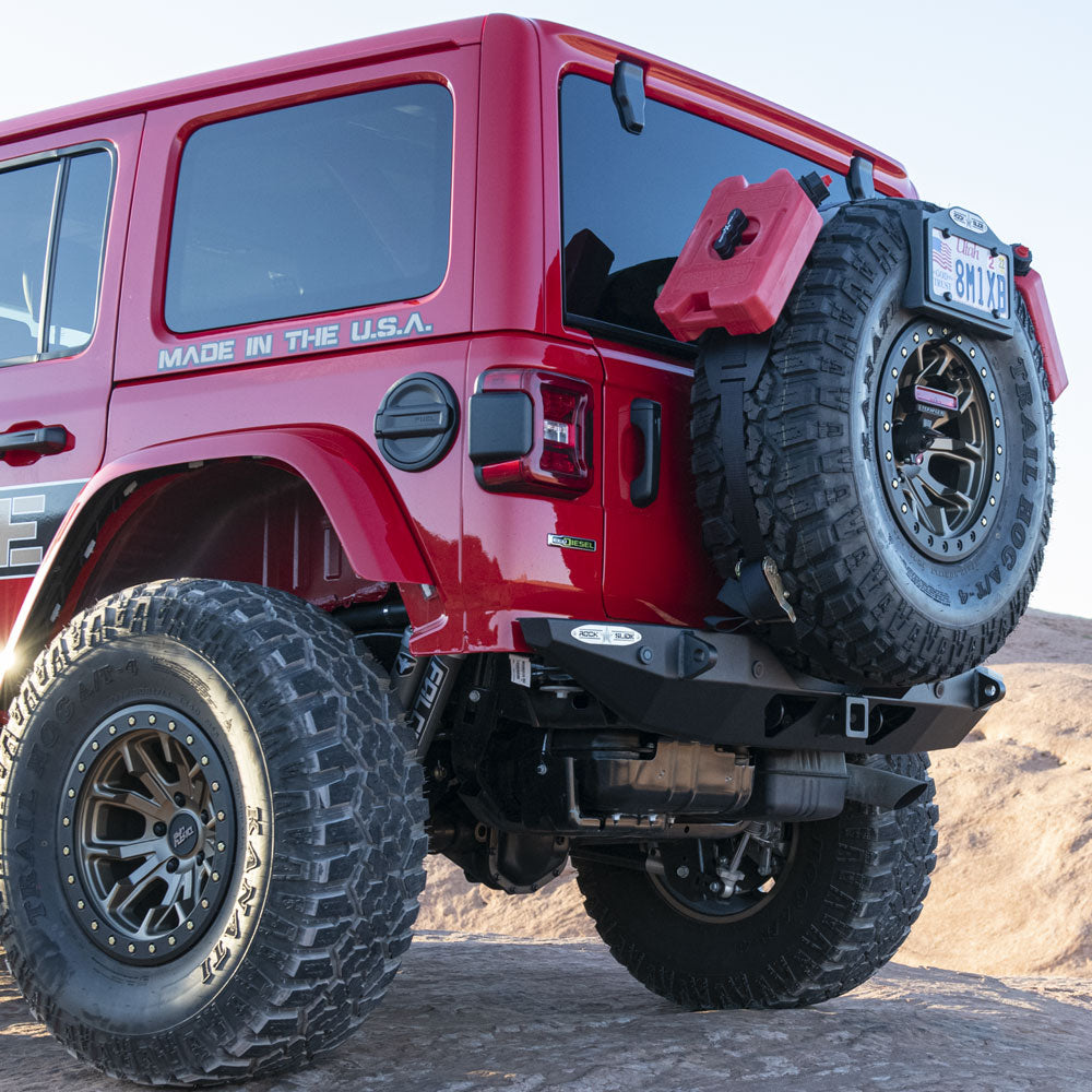 Rock Slide Engineering Stubby Rear Bumper Rigid Series 3/16-Inch Steel 2018-2026 Jeep Wrangler JL