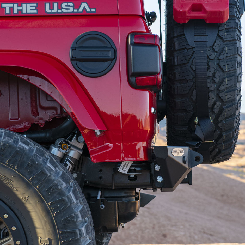 Rock Slide Engineering Stubby Rear Bumper Rigid Series 3/16-Inch Steel 2018-2026 Jeep Wrangler JL