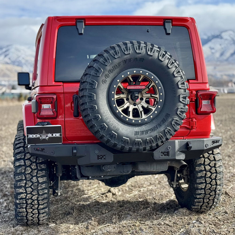 Rock Slide Engineering Rear Bumper 4-Door Aluminum 2018-2025 Jeep Gladiator JT / 2018-2025 Jeep Wrangler JL
