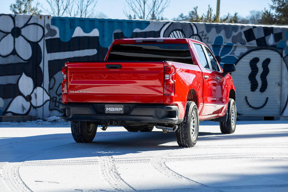 MBRP 3-Inch Cat-Back Exhaust Single Side Exit Armor Black 2.7L 2019-2026 Chevy Silverado 1500; 2019-2026 GMC Sierra 1500