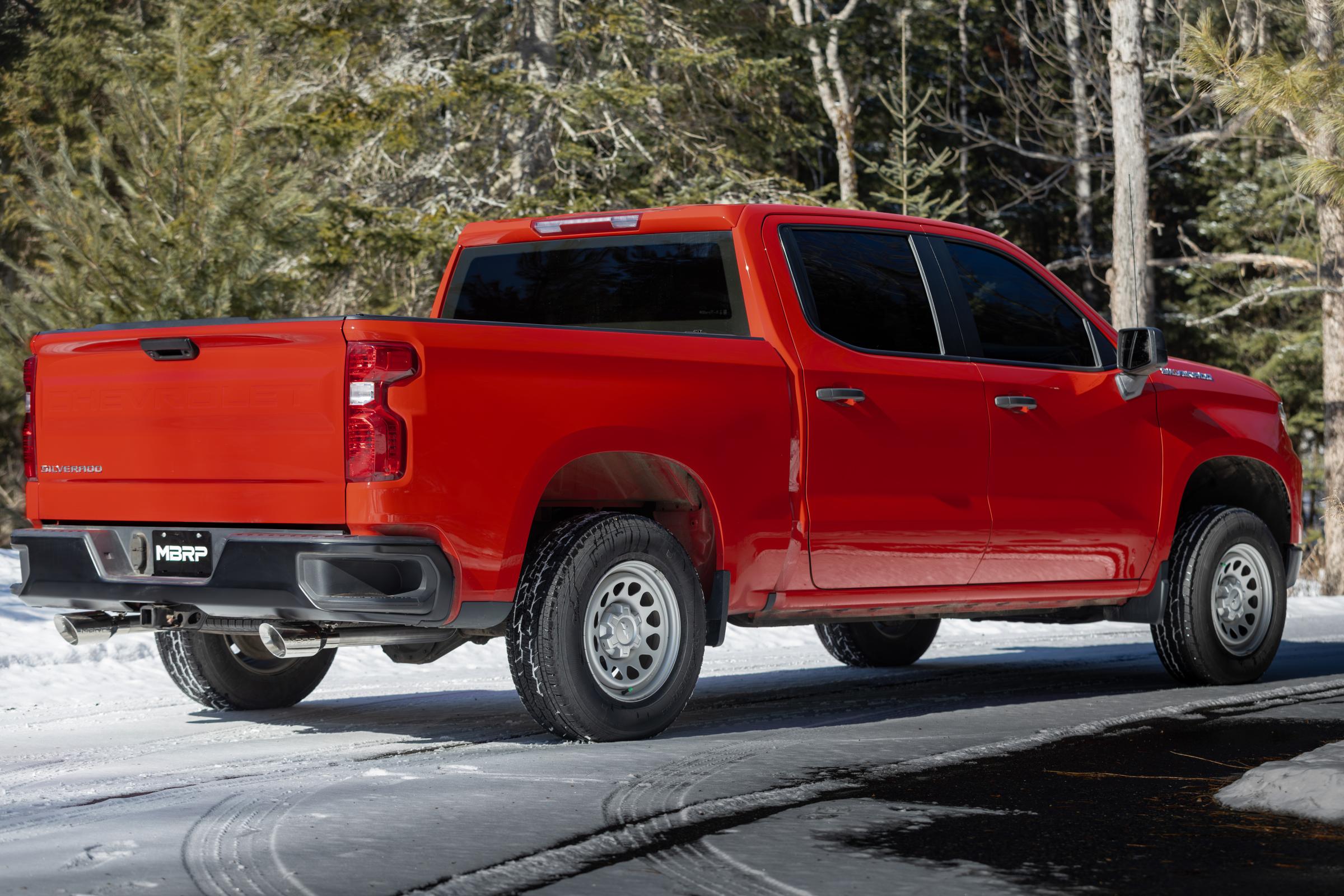 MBRP 3-Inch Cat-Back Exhaust Dual Split Rear Exit Armor Black 2.7L 2019-2026 Chevy Silverado 1500; 2019-2026 GMC Sierra 1500