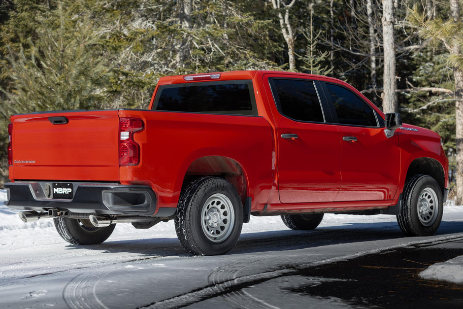 MBRP 3-Inch Cat-Back Exhaust Dual Split Rear Exit Armor Black 2.7L 2019-2026 Chevy Silverado 1500; 2019-2026 GMC Sierra 1500
