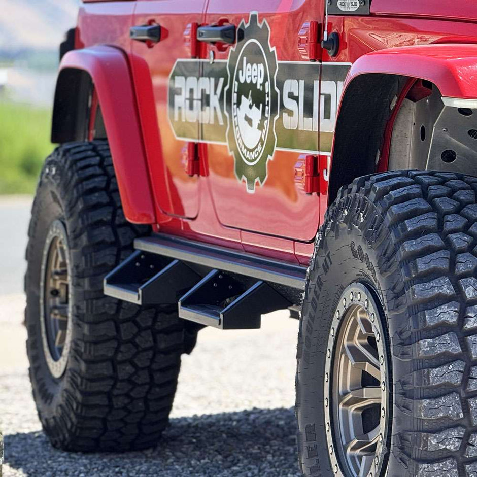 Rock Slide Engineering Removable Drop Step Deluxe 4-Inch Alloy Steel 2018-2025 Jeep Wrangler JL