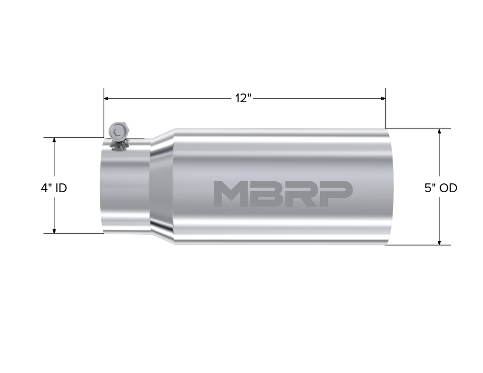 MBRP Exhaust Tip 4-Inch Inlet 5-Inch Outlet 12-Inch Length Dual Wall T304 Stainless Steel Universal Fit