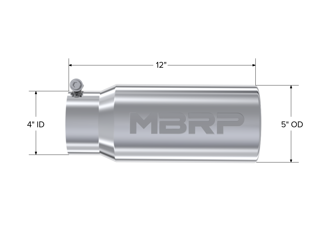 MBRP Exhaust Tip 4-Inch Inlet 5-Inch Outlet 12-Inch Length T304 Stainless Steel Universal Fit