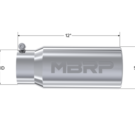 MBRP Exhaust Tip 4-Inch Inlet 5-Inch Outlet 12-Inch Length T304 Stainless Steel Universal Fit