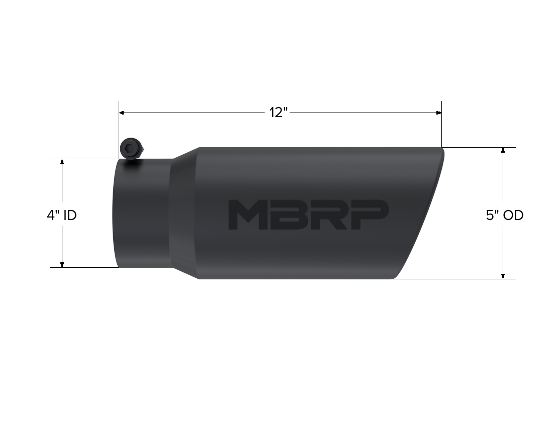 MBRP Exhaust Tip 4-Inch Inlet 5-Inch Outlet 12-Inch Length Rolled End Black Coated Universal Fit