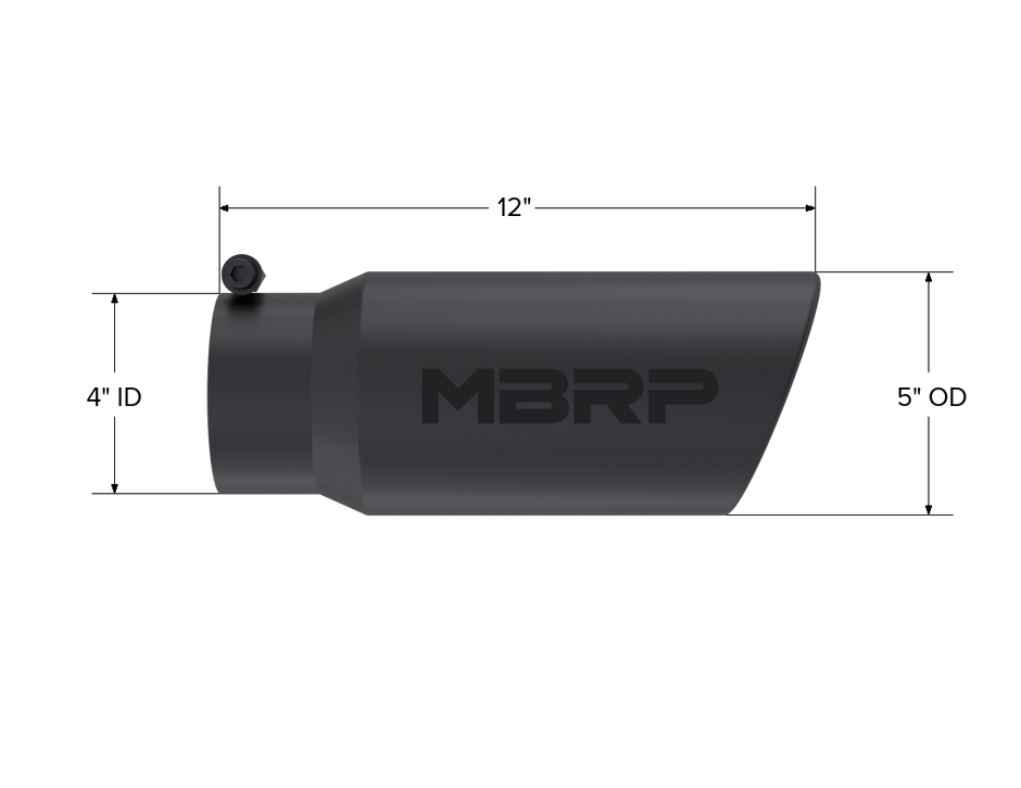 MBRP Exhaust Tip 4-Inch Inlet 5-Inch Outlet 12-Inch Length Rolled End Black Coated Universal Fit