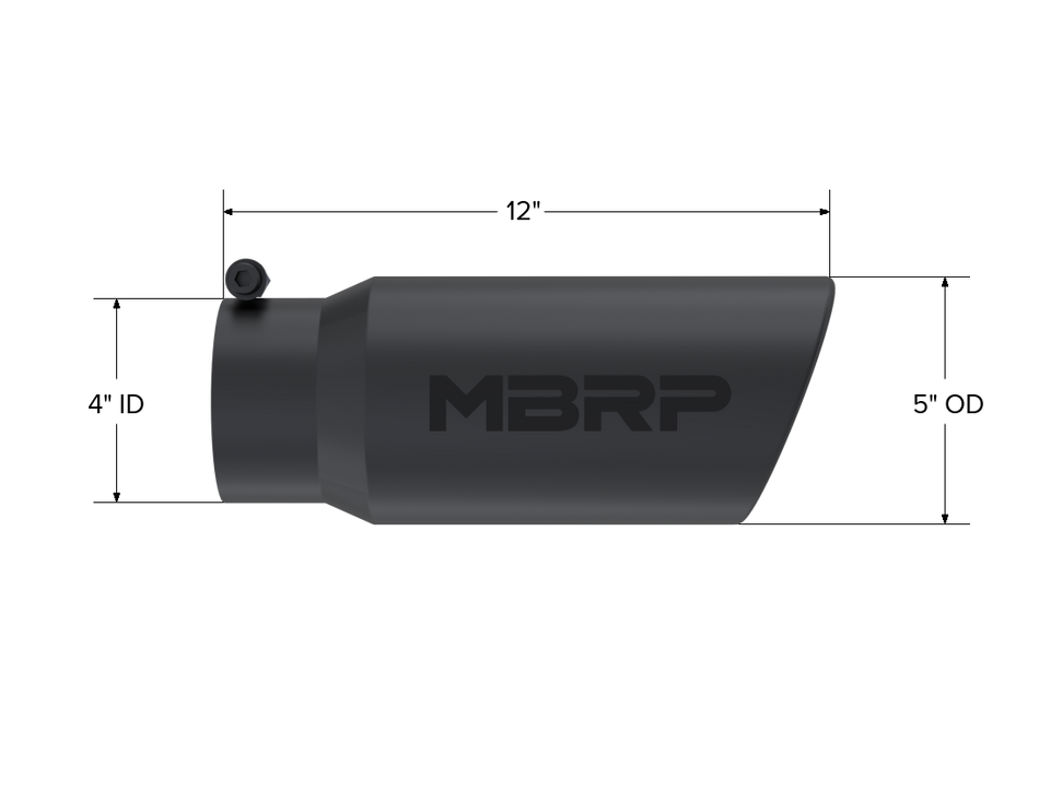MBRP Exhaust Tip 4-Inch Inlet 5-Inch Outlet 12-Inch Length Rolled End Black Coated Universal Fit