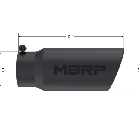 MBRP Exhaust Tip 4-Inch Inlet 5-Inch Outlet 12-Inch Length Rolled End Black Coated Universal Fit