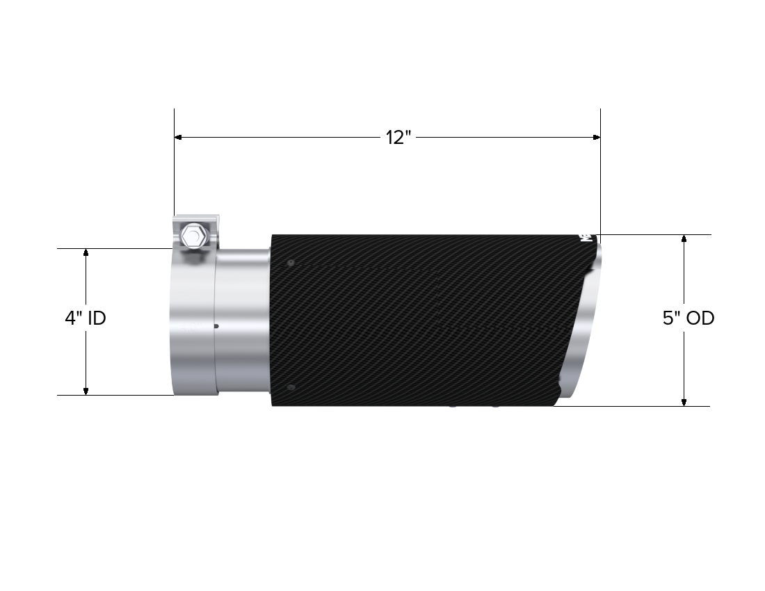 MBRP Exhaust Tip 4-Inch Inlet 5-Inch Outlet 12-Inch Length Angle Cut T304 Stainless Steel Universal Fit
