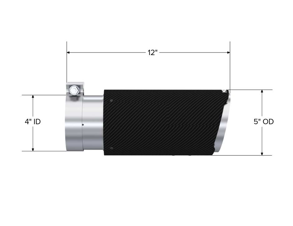 MBRP Exhaust Tip 4-Inch Inlet 5-Inch Outlet 12-Inch Length Angle Cut T304 Stainless Steel Universal Fit