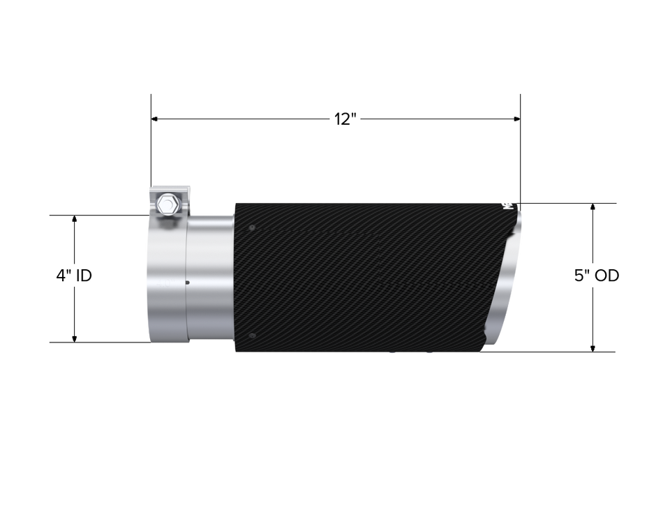 MBRP Exhaust Tip 4-Inch Inlet 5-Inch Outlet 12-Inch Length Angle Cut T304 Stainless Steel Universal Fit