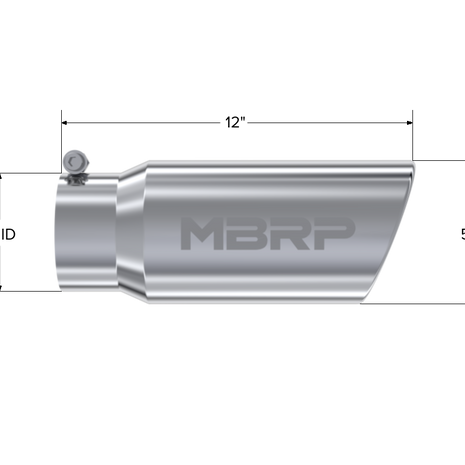 MBRP Exhaust Tip 4-Inch Inlet 5-Inch Outlet 12-Inch Length Rolled End T304 Stainless Steel Universal Fit