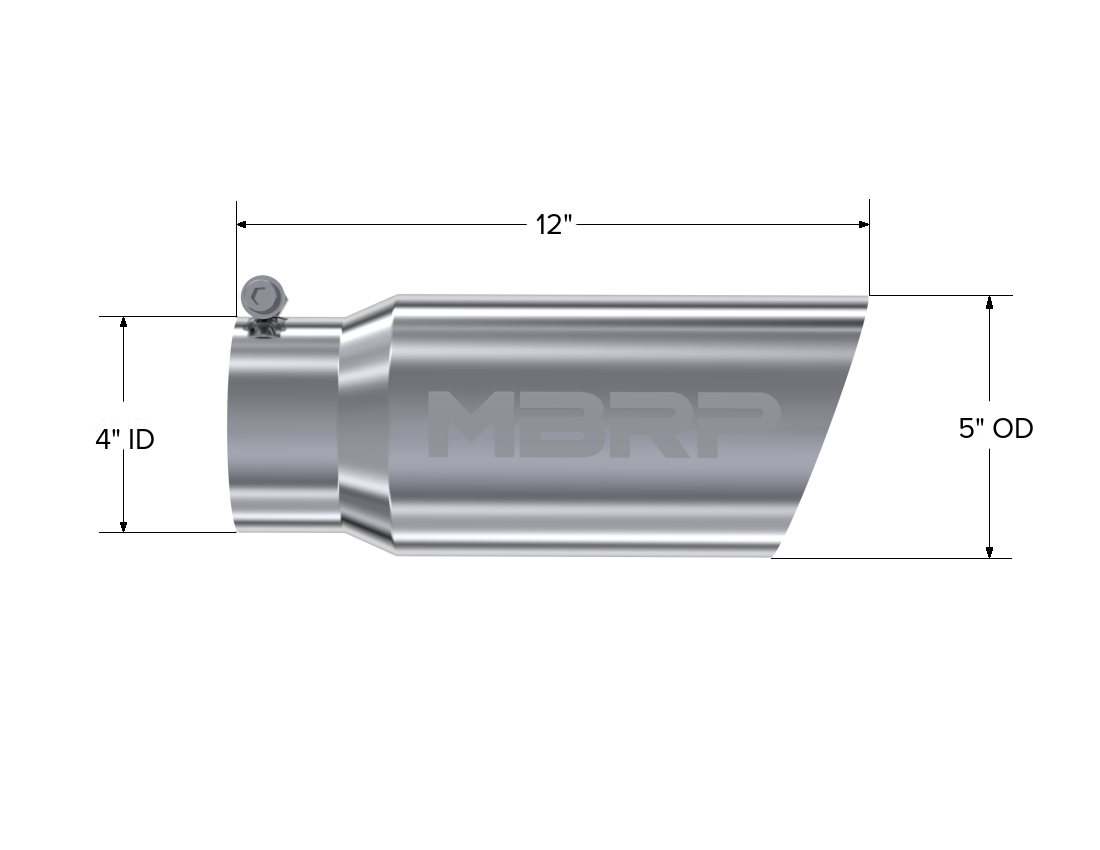 MBRP Exhaust Tip 4-Inch Inlet 5-Inch Outlet 12-Inch Length Single Wall T304 Stainless Steel Universal Fit