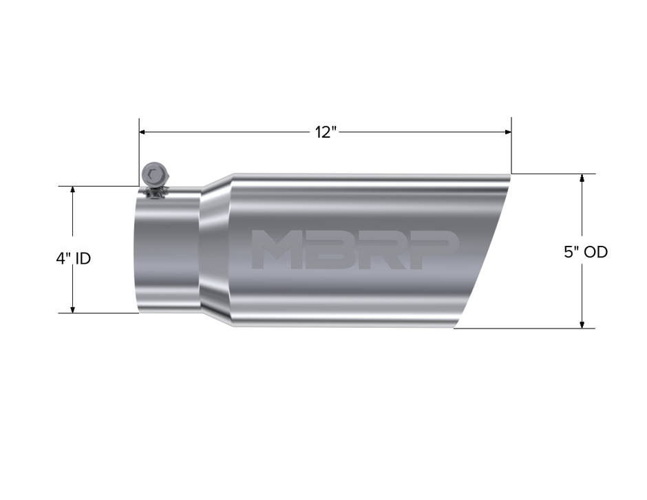 MBRP Exhaust Tip 4-Inch Inlet 5-Inch Outlet 12-Inch Length Single Wall T304 Stainless Steel Universal Fit