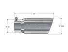 MBRP Exhaust Tip 4-Inch Inlet 5-Inch Outlet 12-Inch Length Single Wall T304 Stainless Steel Universal Fit