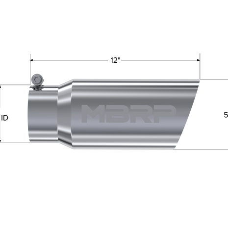 MBRP Exhaust Tip 4-Inch Inlet 5-Inch Outlet 12-Inch Length Single Wall T304 Stainless Steel Universal Fit