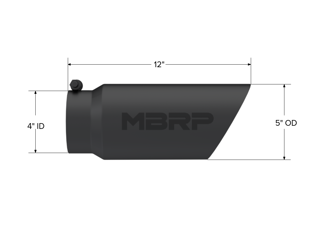 MBRP Exhaust Tip 4-Inch Inlet 5-Inch Outlet 12-Inch Length Dual Wall Black Coated Universal Fit