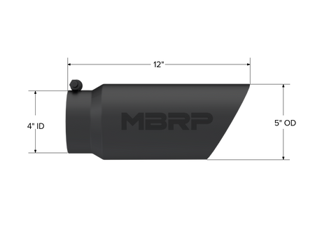 MBRP Exhaust Tip 4-Inch Inlet 5-Inch Outlet 12-Inch Length Dual Wall Black Coated Universal Fit