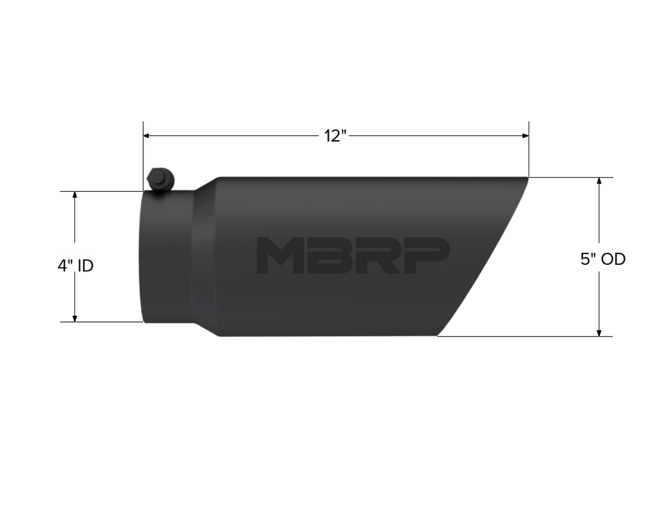 MBRP Exhaust Tip 4-Inch Inlet 5-Inch Outlet 12-Inch Length Dual Wall Black Coated Universal Fit