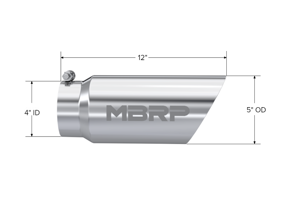 MBRP Exhaust Tip 4-Inch Inlet 5-Inch Outlet Dual Wall T304 Stainless Steel Universal Fit