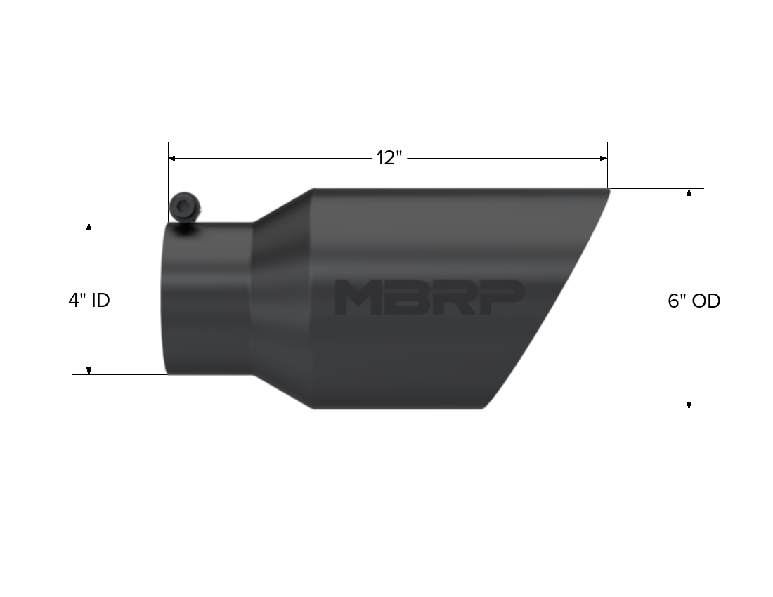 MBRP Exhaust Tip 4-Inch Inlet 6-Inch Outlet 12-Inch Length Dual Wall Black Coated Universal Fit