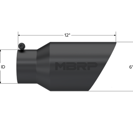 MBRP Exhaust Tip 4-Inch Inlet 6-Inch Outlet 12-Inch Length Dual Wall Black Coated Universal Fit