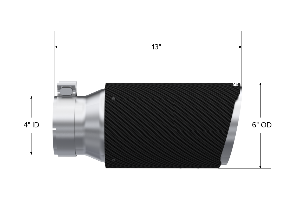 MBRP Exhaust Tip Dual Wall Angle Cut Carbon Fiber Universal Fit Carbon Fiber 4-Inch Inlet 6-Inch OD 12-Inch Length Dual Wall Angle Cut