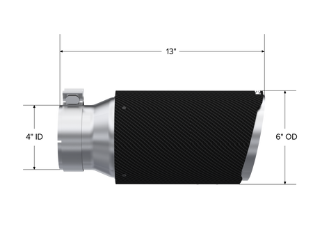 MBRP Exhaust Tip Dual Wall Angle Cut Carbon Fiber Universal Fit Carbon Fiber 4-Inch Inlet 6-Inch OD 12-Inch Length Dual Wall Angle Cut