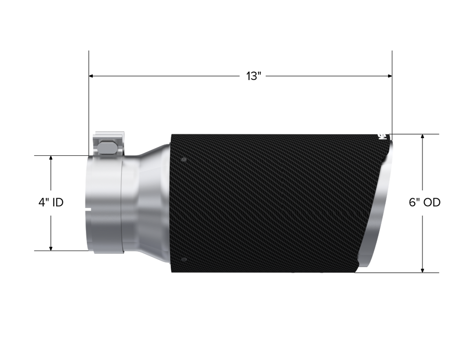 MBRP Exhaust Tip Dual Wall Angle Cut Carbon Fiber Universal Fit Carbon Fiber 4-Inch Inlet 6-Inch OD 12-Inch Length Dual Wall Angle Cut